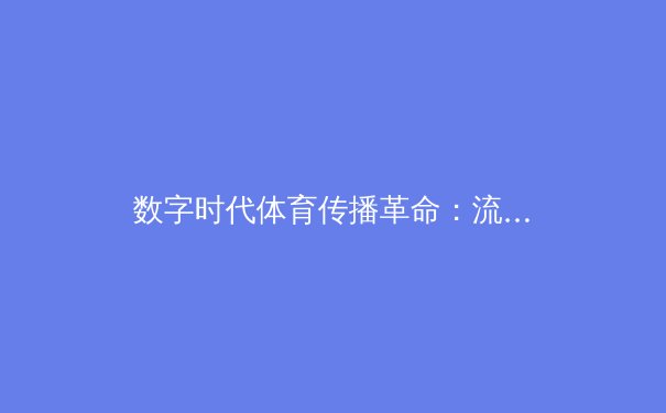 数字时代体育传播革命：流媒体如何重塑全球赛事版图与商业模式 - 2